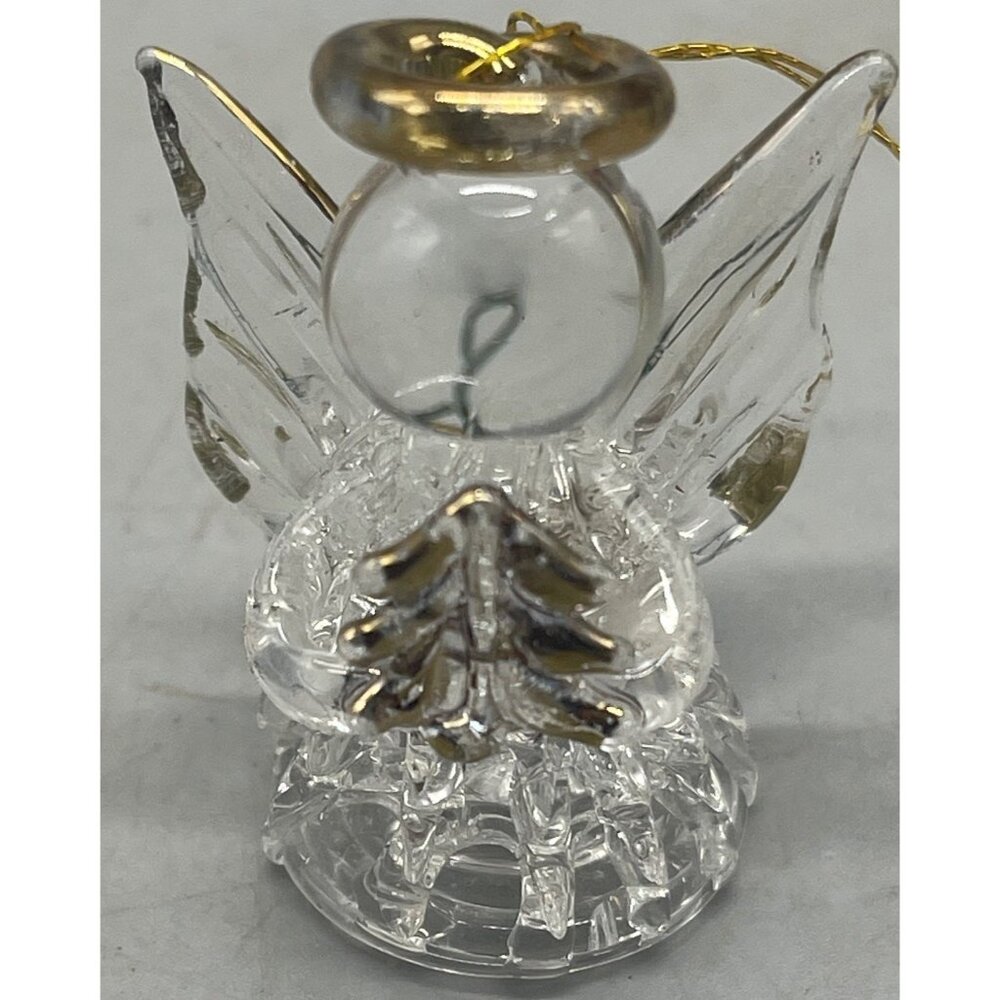 vintage Christmas glass angle mini gold halo tree 1.5" READ